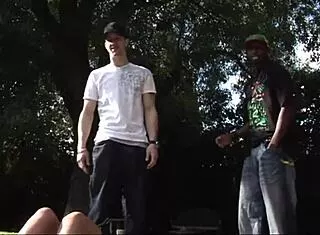 Outdoor Threesome Fills Sexy Big Tits Asian Milf