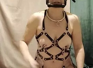 Slave Harness Self-Bondage Submission Session