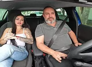 anna belutti petite brazilian slut rides driver's bareback cock car