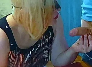 StepMommy Milf Deepthroats Stepson's Breakfast Cock Platter