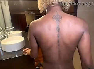 i drill my ebony girlfriend's juicy pussy hard in the shower till she cums