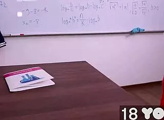 Teacher Sneaks Dildo to Petite Student in Class