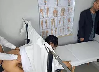 blindfolded bride's hubby watches doc humiliate her