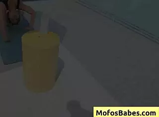 Luna Luxe bends over pool as sexy blonde teen slut for JMAC pounding