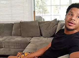 Big booty milf gags on bbc in halftime mmf creampie threesome