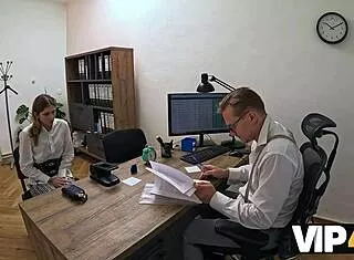 young student takes first loan with funky office sex deal