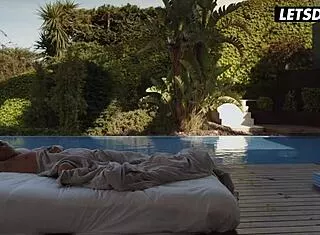 hairy teen 18+ euro brunette model bends over pool for biggest monster cock doggystyle cum on ass whiteboxxx