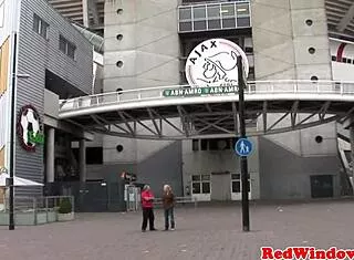 pierced dutch hooker swallows facial after boots blowjob