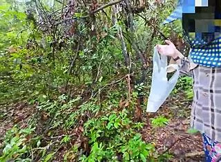 damn, this thai teen out picking mushrooms gets her pussy fucked rough in the forest... wild!