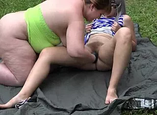 Big ass hairy lesbians fist wet pussies outdoors to orgasm