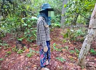 damn, this thai teen out picking mushrooms gets her pussy fucked rough in the forest... wild!