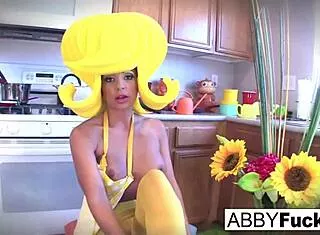 i slip into this tight dress in the kitchen and fuck myself silly with abigail's giant cucumber