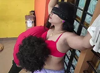 hot indian wife moans tied in husband's first bdsm assplay