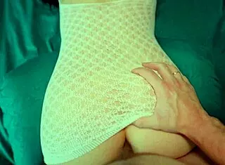 stepmom spots stepson's boner and jerks cum on her ass quick