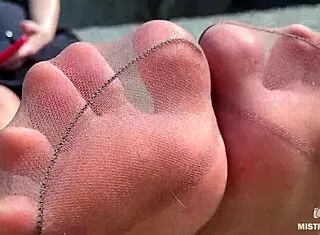 Goddess Teases Cute Nylon Soles Toes Riverside Closeup Bliss