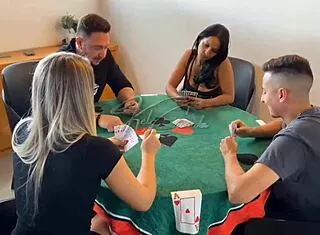 friends couple game night turns hotwife cuckold swinging pussy lick