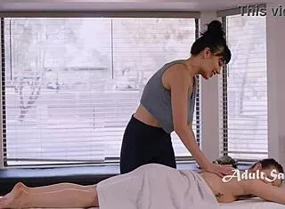 whoa girls, alison and puck scissor wet pussies post-massage!