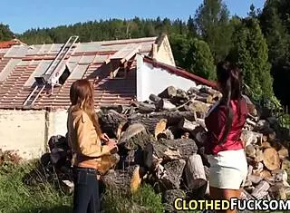 Glam satin heels babes take facials in hot clothed threesome?