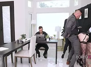 We upgrade the office banging me Audrey Royal Jupiter Jetson Angelina Moon hard