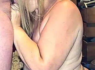 Pregnant milf with big nipples sucks monster cock