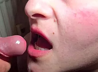 close up blowjob every drop on tongue 🔥 she craves more cum 😈