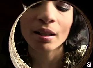 glamour babe fingers pussy in heels at gloryhole