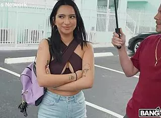 Pussy creampie ices deepthroat riding brunette's tight hole