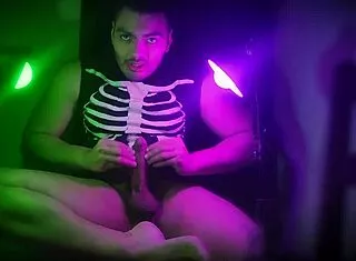 Mora Green Sensual Rhythm Masturbation in Skeleton Outfit