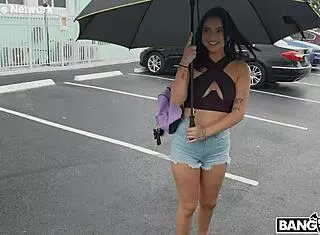 Pussy creampie ices deepthroat riding brunette's tight hole