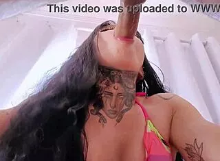 wanna see her sloppy 69 deepthroat ball licking cum overflowing while submissive for monster cock creampie?