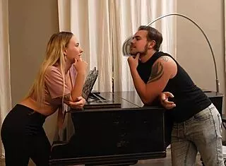 goddess milf dominates cuckold hubby with first-time big tits fetish play