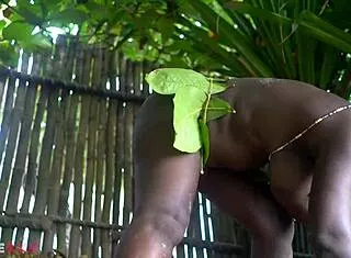 Busty ebony african grinds huge tits and ass in ritual dance