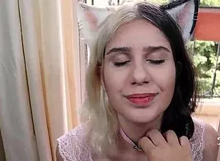 Skinny Otaku Teen Deepthroats on Apartment Balcony with Facial