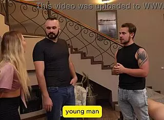 goddess milf dominates cuckold hubby with first-time big tits fetish play