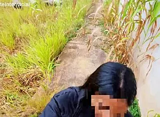 we pull over at abandoned spot for risky outdoor interracial public suckoff