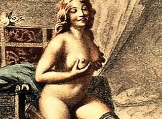 Vintage erotic art displays retro hairy antique scenes