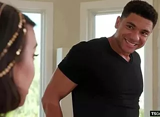 Shemale bareback ass fuck with rimjob turns into wild face pounding