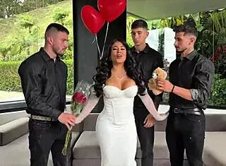 Stunning Steffy Moreno picks Valentine's date via DP anal foursome