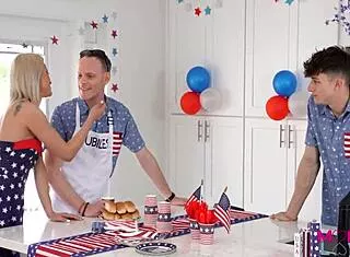 Stepmommy rips stars stripes for stepson's hot cum 😈