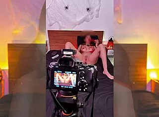 Halloween slut's huge ass filled with cum after deep anal penetration