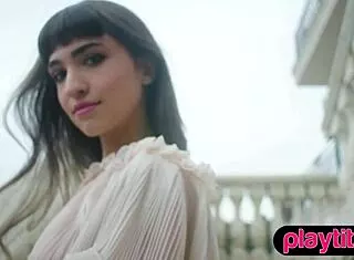 check out this petite brunette flashing her juicy hairy tits and bubble butt outside