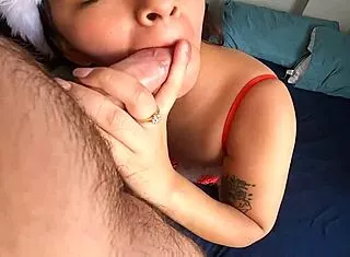 brittany wants happy christmas i give facial gift close up