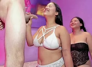 These two colombian sluts deepthroat every inch rough and submissive