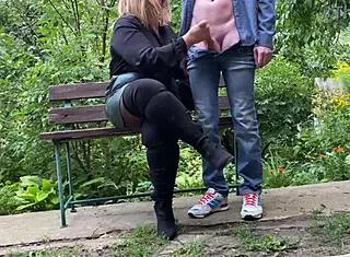wow pantyhose milf flashes huge ass pussy outdoors for lovers!