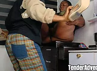 Quickie after work... big black cock doggystyle pounding my ebony ass! 💦🍆