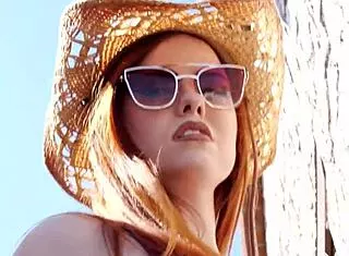 passionate redhead krystal kitten strips naked outdoors revealing secrets