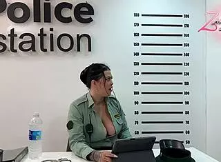 will this cocky foreigner bend for a horny police officer's rough office fuck?