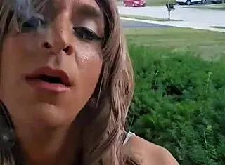 am i good sissy slut crossdressed outside smoking