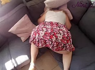 Big White Ass Stuck On Sofa Fucked Hard Doggy Style Pov Cumshot