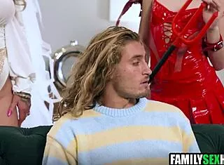 Lucky Stepson Pounds Stepmom and Stepsis in Taboo Threesome